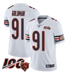 Men Chicago Bears 91 Eddie Goldman White Vapor Untouchable Limited Player 100th Season Football Jersey