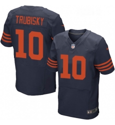 Mens Nike Chicago Bears 10 Mitchell Trubisky Elite Navy Blue Alternate NFL Jersey