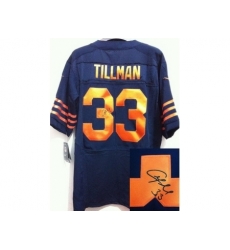 Nike Chicago Bears 33 Charles Tillman Blue Elite Orange Number Signed NFL Jersey