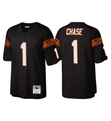 Men Cincinnati Bengals 1 Ja 27Marr Chase Black Throwback Legacy Stitched Jerse