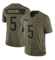 Men Cincinnati Bengals 5 Tee Higgins Olive 2025 F U S E Salute to Service Limited Stitched Football Jersey Men Cincinnati Bengals 5 Tee Higgins Olive 2025 F U S E Salute to Service Limited Stitched Football Jersey