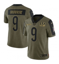 Men's Cincinnati Bengals Joe Burrow Nike Olive 2021 Salute To Service Limited Player Jersey