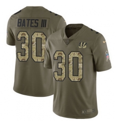 Nike Bengals #30 Jessie Bates III Olive Camo Youth Stitched NFL Limited 2017 Salute to Service Jersey