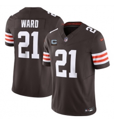 Men Cleveland Browns 21 Denzel Ward Brown 2025 F U S E With 2 Star C Patch Vapor Limited Stitched Football Jersey Men Cleveland Browns 21 Denzel Ward Brown 2025 F U S E With 2 Star C Patch Vapor Limited Stitched Football Jersey