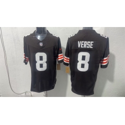 Men Cleveland Browns  8 Jared Verse Brown 2026 Vapor Limited Stitched Football Jersey