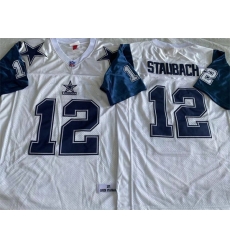 Men Dallas Cowboys 12 Roger Staubach White Throwback Stitched Football Jersey Men Dallas Cowboys 12 Roger Staubach White Throwback Stitched Football Jersey