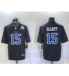 Men Dallas Cowboys 15 Ezekiel Elliott Black Throwback Vapor Untouchable Limited Stitched Football Jersey 2