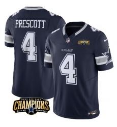 Men Dallas Cowboys 4 Dak Prescott Navy 2023 F U S E  NFC East Champions Patch Stitched Football Jersey