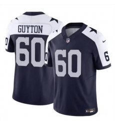 Men Dallas Cowboys 60 Tyler Guyton Navy White 2024 Draft F U S E Thanksgiving Vapor Untouchable Limited Stitched Football Jersey