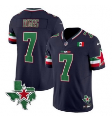 Men Dallas Cowboys 7 Trevon Diggs 2024 Mexico Navy F U S E  Stitched Football Jersey