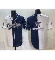 Men Dallas Cowboys Team Big Logo White Navy Split Stitched Jersey Men Dallas Cowboys Team Big Logo White Navy Split Stitched Jersey