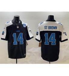 Men Detroit Lions 14 Amon Ra St  Brown Black Alternate F U S E  2024 Michigan  26 90th Anniversary Patch Vapor Limited Stitched Jersey