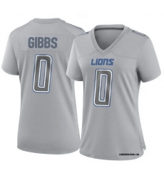 Women Detroit Lions 0 Jahmyr Gibbs Gray Vapor Limited Stitched Jersey