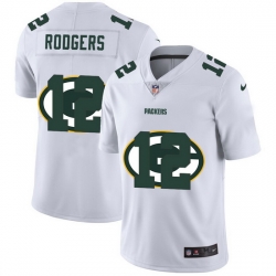 Green Bay Packers 12 Aaron Rodgers White Men Nike Team Logo Dual Overlap Limited NFL Jersey