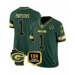 Men Green Bay Packers 1 Micah Parsons Green 2025 F U S E  Champions Patch and G Patch Vapor Untouchable Limited Stitched Football Jersey