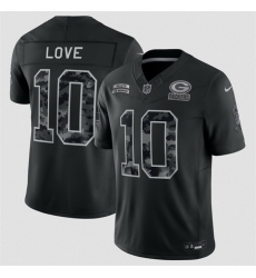 Men Green Bay Packers  10 Jordan Love Black F U S E  2026 Salute to Service Limited Stitched Football Jersey