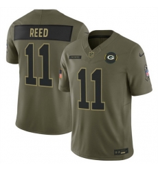 Men Green Bay Packers 11 Jayden Reed Olive 2025 F U S E  Salute to Service Limited Stitched Football Jersey