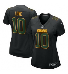 Women Green Bay Packers 10 Jordan Love Black Fashion Stitched Game Jersey
