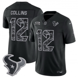 Men Houston Texans  12 Nico Collins Black F U S E  2026 Salute to Service Limited Stitched Football Jersey