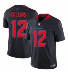 Men Houston Texans 12 Nico Collins Navy 2024 2nd Alternate F U S E Vapor Stitched Jersey