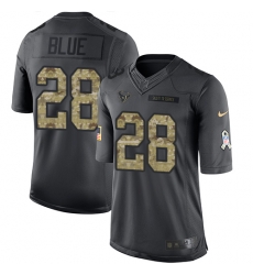 Nike Texans #28 Alfred Blue Black Mens Stitched NFL Limited 2016 Salute to Service Jersey