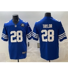 Men Indianapolis Colts 28 Jonathan Taylor Blue Jim Irsay Patch Vapor Limited Stitched Football Jersey Men Indianapolis Colts 28 Jonathan Taylor Blue Jim Irsay Patch Vapor Limited Stitched Football Jersey