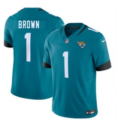 Men Jacksonville Jaguars  1 Montaric Brown Teal 2026 F U S E  Vapor Untouchable Limited Stitched Jersey