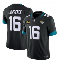 Men Jacksonville Jaguars 16 Trevor Lawrence Black 2025 With 4 Star C Patch F U S E  Vapor Limited Stitched Football Jersey