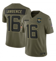 Men Jacksonville Jaguars 16 Trevor Lawrence Olive 2025 Salute to Service Limited Stitched Football Jersey