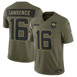 Men Jacksonville Jaguars 16 Trevor Lawrence Olive 2025 Salute to Service Limited Stitched Football Jersey