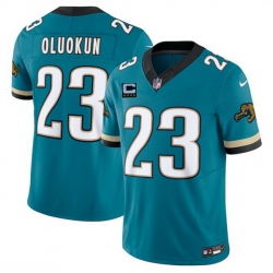 Men Jacksonville Jaguars 23 Foye Oluokun Teal 2025 F U S E  With 4 Star C Patch Prowler Throwback Vapor Limited Stitched Football Jersey