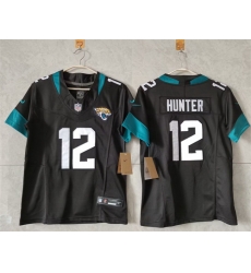 Women Jacksonville Jaguars 12 Travis Hunter Black 2024 F U S E Vapor Limited Stitched Football Jersey 