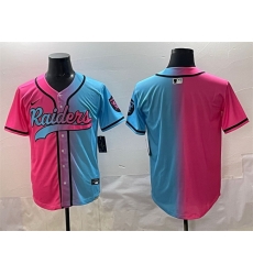 Men Las Vegas Raiders Blank Pink Blue Limited Stitched Baseball Jersey