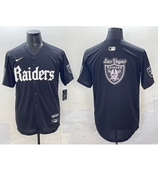 Men Las Vegas Raiders Team Big Logo Black Gothic Sin City Shadows Edition Vapor Limited Stitched Baseball Jersey