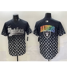 Men Las Vegas Raiders Team Big Logo Black Limited Stitched Baseball Jersey 1 Men Las Vegas Raiders Team Big Logo Black Limited Stitched Baseball Jersey 1