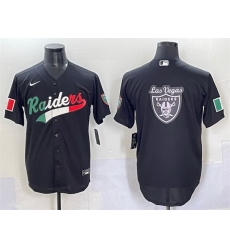 Men Las Vegas Raiders Team Big Logo Black Mexico Cool Base Stitched Baseball Jersey 2 Men Las Vegas Raiders Team Big Logo Black Mexico Cool Base Stitched Baseball Jersey 2