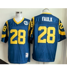 Men Los Angeles Rams 28 Marshall Faulk Royal Throwback Stitched Football Jersey