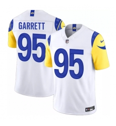 Men Los Angeles Rams Myles Garrett #95 White Home Stitched Jersey