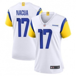 Women Los Angeles Rams 17 Puka Nacua White 2023 F U S E Vapor Untouchable Limited Stitched Jersey