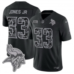 Men Minnesota Vikings  33 Aaron Jones Sr  Black F U S E  2026 Salute to Service Limited Stitched Football Jersey