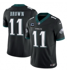 Men Philadelphia Eagles 11 A J Brown Black 2025 F U S E With 3 Star C Patch Vapor Untouchable Limited Throwback Stitched Football Jersey Men Philadelphia Eagles 11 A J Brown Black 2025 F U S E With 3 Star C Patch Vapor Untouchable Limited Throwback Stitched Football Jersey