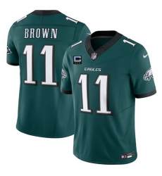 Men Philadelphia Eagles 11 A J  Brown Green 2025 F U S E  With 3 Star C Patch Vapor Untouchable Limited Stitched Football Jersey