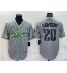 Men Philadelphia Eagles 20 Brian Dawkins Grey With Patch Cool Base Stitched Baseb