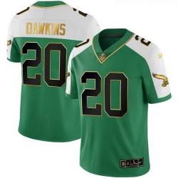 Men Philadelphia Eagles  20 Brian Dawkins Kelly Green Alternate Gold Stitched Football Jersey