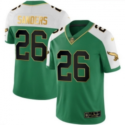 Men Philadelphia Eagles  26 Saquon Barkley Kelly Green Alternate Gold Stitched Football Jersey