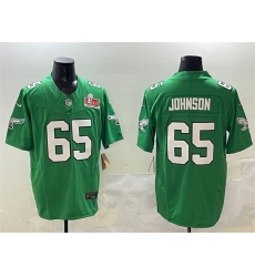 Men Philadelphia Eagles 65 Lane Johnson Green 2025 Super Bowl LIX Patch F U S E  Throwback Vapor Untouchable Limited Stitched Football Jersey