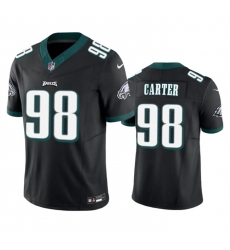 Men Philadelphia Eagles 98 Jalen Carter Black 2023 F U S E  Vapor Untouchable Limited Stitched Football Jersey