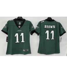Women Philadelphia Eagles 11 A J Brown Green New Vapor Untouchable Limited Stitched Football Jersey