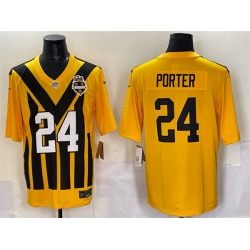 Men Pittsburgh Steelers 24 Joey Porter Jr  Gold 1933 Throwback Alternate Stitched Football Jersey