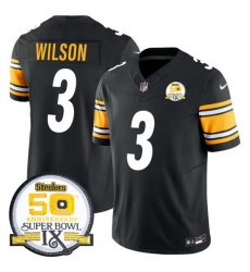 Men Pittsburgh Steelers 3 Russell Wilson Black 2024 F U S E 50th Anniversary Of Super Bowl IX Alternate Vapor Untouchable Limited Stitched Jersey